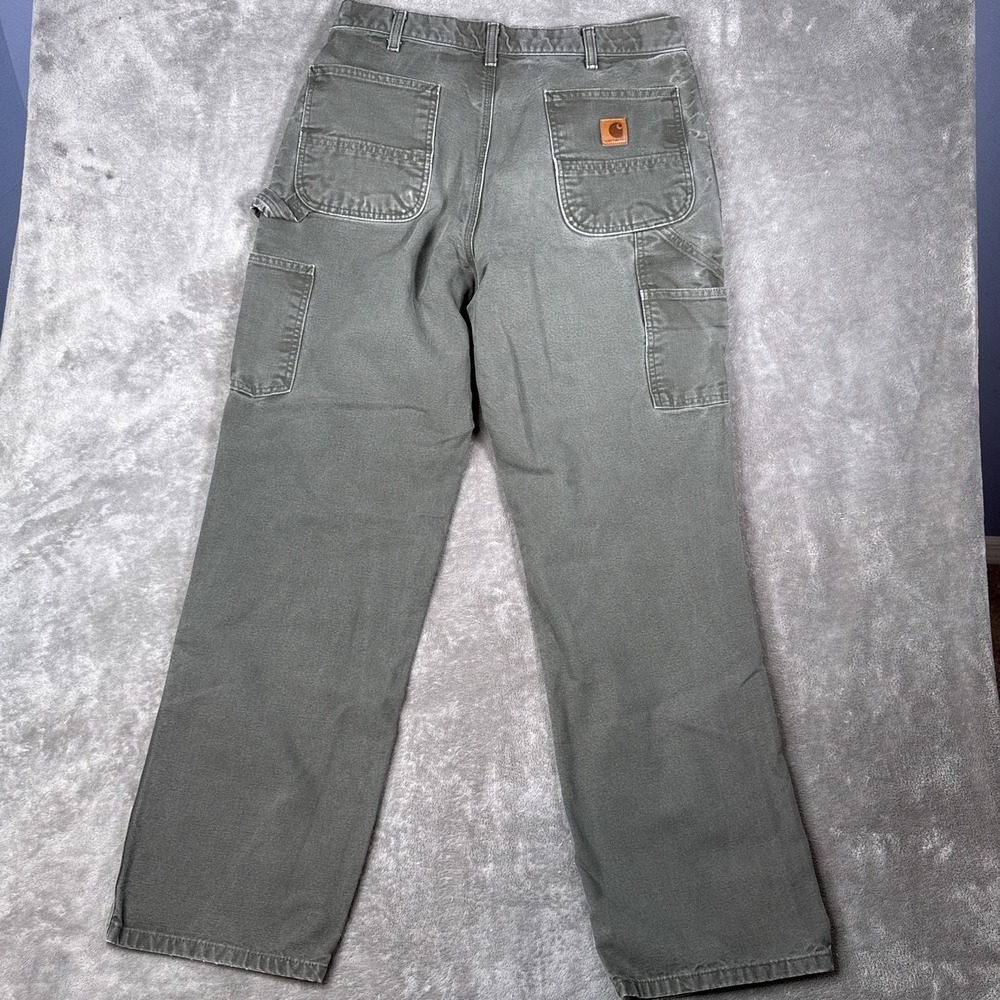 Vintage Carhartt Carpenter Pants Mens 34X34 Moss Green Fit B11 MOS Work